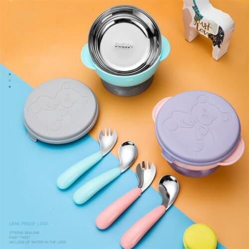 304 Stainless Steel Baby Feeding Bowl Kids Feeding Dinnerware Children Suction Dinner Plate Training Bowl Cup Food Dishes