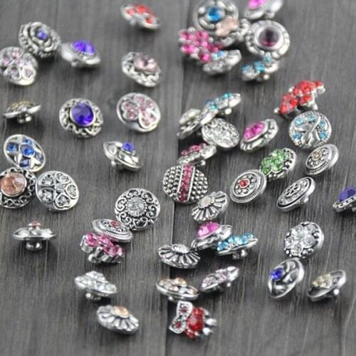 50pcs/lot High quality Mix Many styles 12mm Snap Button Charm Rhinestone Styles Button Ginger Snaps Jewelry