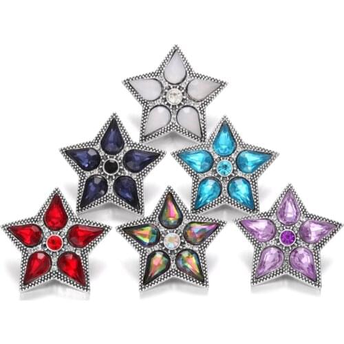 6pcs/lot New Snap Jewelry Lots Bracelets High Quality Rhinestone Flower 18mm Metal Snap Buttons DIY Charms Button Jewelry