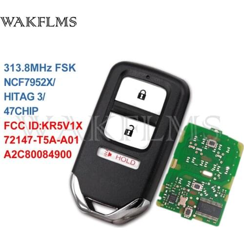 72147-T5A-A01 A2C80084900 Keyless Smart Remote Car Key Fob 313.8MHz For 2013 2014 2015 2016 2017 Honda Fit HR-V Crosstour KR5V1X