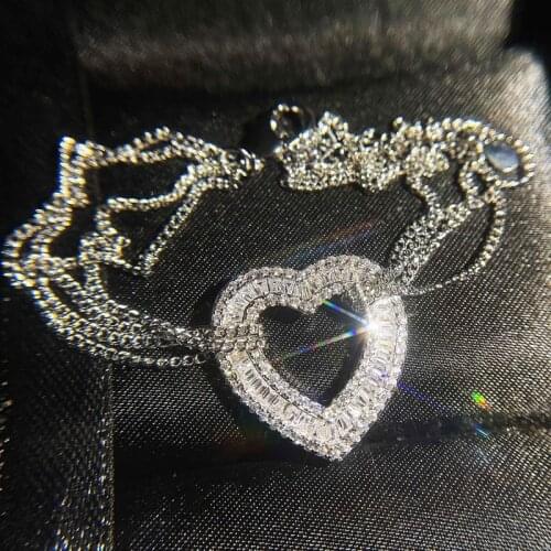 925 Silver Luxury Heart Bracelet Inlay Shiny Crystal Zircon Multilayer Chain Design Fashion Jewelry For Women Wedding Party Gift