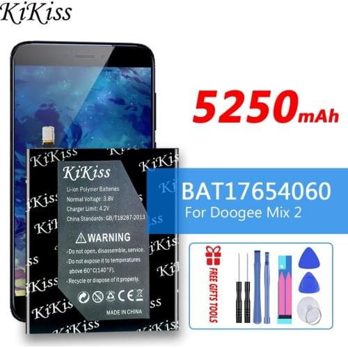 KiKiss High Capacity 5250mAh BAT17654060 Battery For Doogee Mix 2 Mix2 Smart Phone Latest Production Batteries