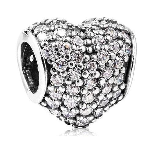 Authentic 925 Sterling Silver Bead New Heart Shape Inlaid With Creative Bead Fit Original Pandora Bracelet For Women Diy Jewelry