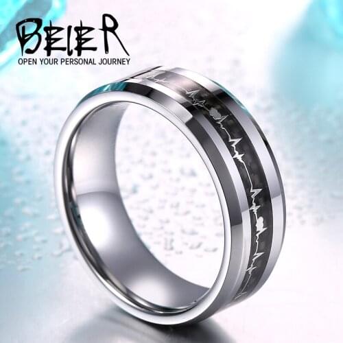 Beier 100% Real Tungsten Mans womens Cool Fashion Wave pattern Tungsten ring wedding gift W037