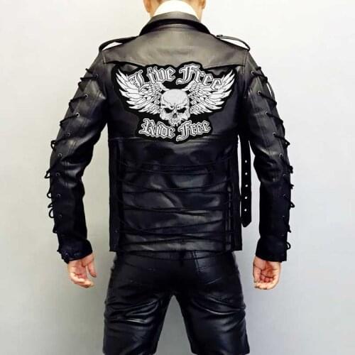 LIVE FREE RIDE FREE large Embroidered punk biker Patches Clothes Stickers Apparel Accessories Badge