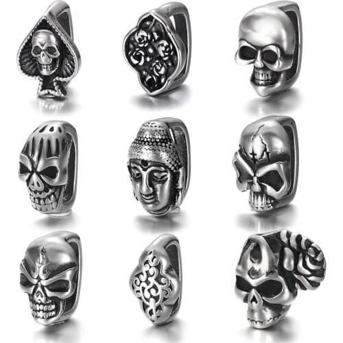 4pcs Stainless Steel 12.2x6.5mm Large Hole Spacer Beads DIY Paracord Knife Lanyard Charms Jewelry Accessories Bracelet Making