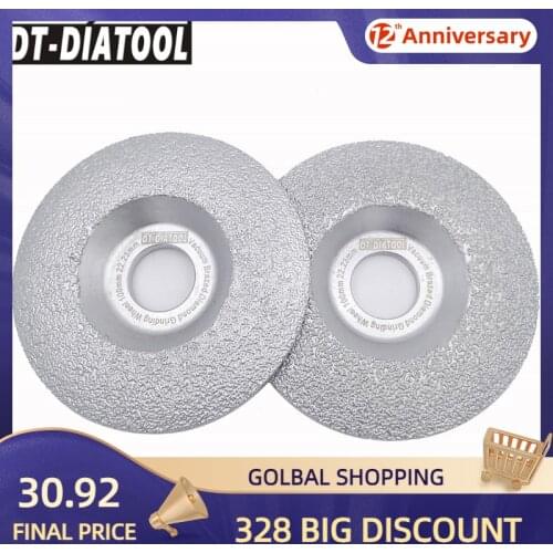 DT-DIATOOL 2pcs Diameter 100mm/4" Vacuum Brazed Diamond Grinding Disc Bore22.23 Granite Marble Natural Stone Ceramic Grind Wheel