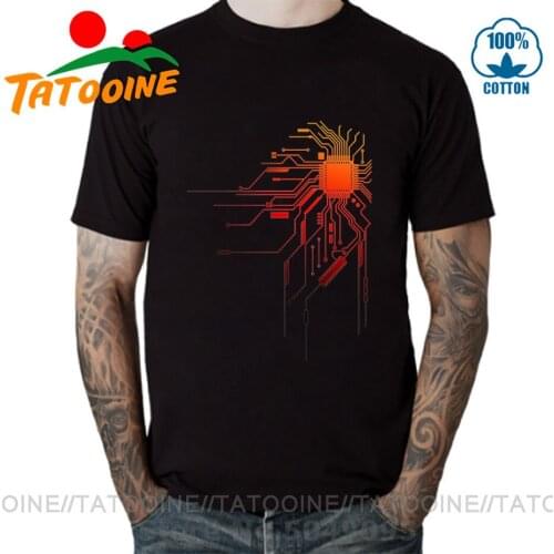 Fire CPU Circuit Board T shirt Computer IC Motherboard T-shirt Technic Hardcore Mainboard tshirt Tatooine Brand Master Leaf Tees