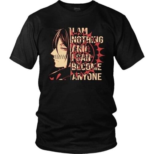 Anime Manga Black Butler T Shirt Men Pure Cotton Tee Tops Sebastian Michaelis Tshirt Short Sleeved Graphic T-shirt Clothing