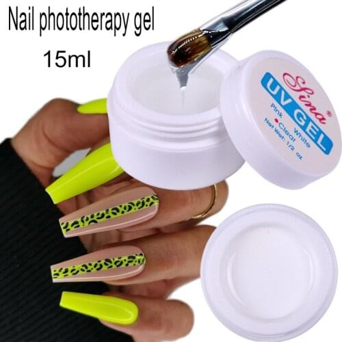 15ml Quick Building Nail Extension Gel Acrylic White Clear UV Nail Art False Extension Glue Phototherapy Nail Art 3 Colors