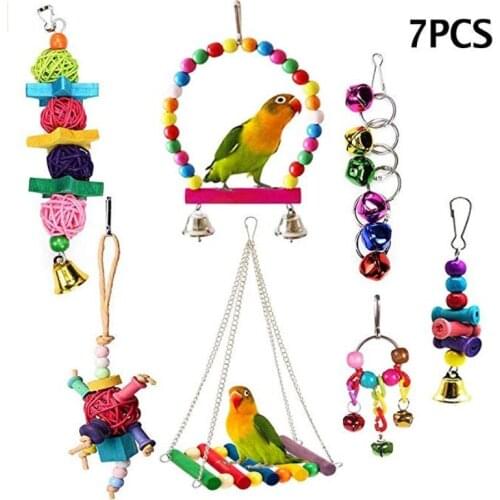 LHXMAS PET TOYS 7Set Combination parrot toys Bird supplies Parrot bite toy toy bird