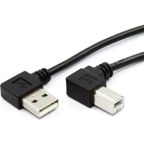 90 Degree Left Angled USB 2.0 A Male to Right angled B Male Printer Cable for printer scanner hardisk 50cm 100cm