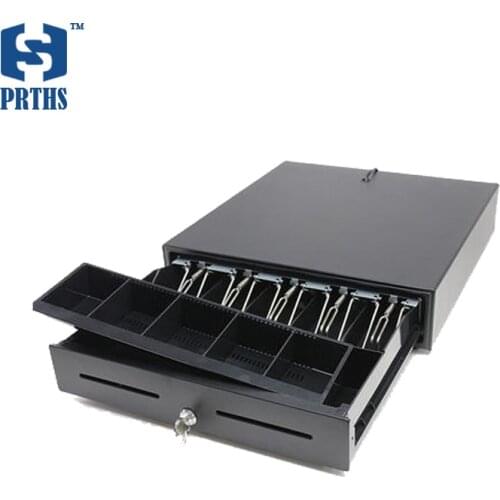 Quality black white cash drawer box with 5 adjustable bill blank and 8 removable coin cabinet RJ11 POS cash register drawer