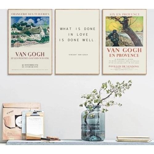 Vincent Van Gogh Painting Canvas Art Prints Original French Exhibition Vintage Posters Wall Pictures Home Room Gallery Decor