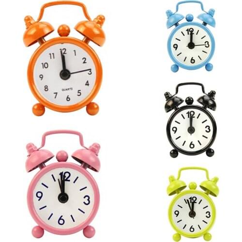 Classic Home Cute Battery Operated Analog Mini Round Bedside Desk Alarm Clock