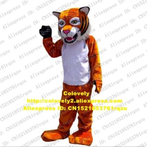 Orange Yellow Long Fur Tiger Wildcat Caracal Ocelot Mascot Costume Adult Cartoon Open A Business Children Program zz7998
