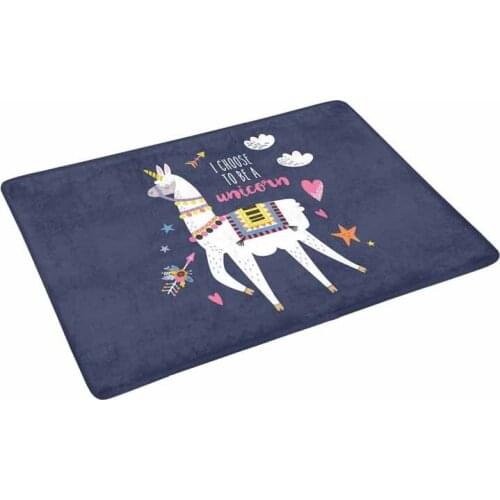 Llama Alpaca in Unicorn Horn with Funny Quotes I Choose to Be a Unicorn Doormat Indoor Outdoor Entrance Rug Floor Mats Door Mat