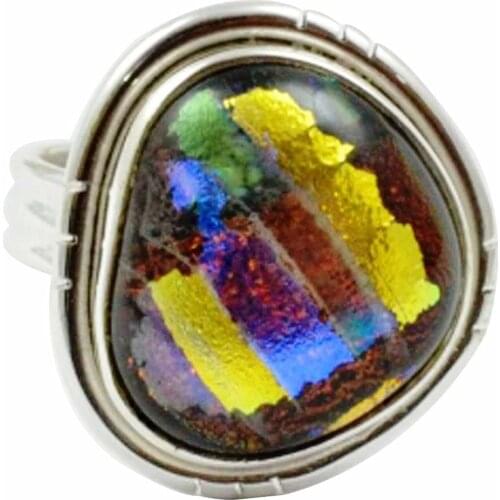 Lovegem Genuine Dichroic Glass Ring 925 Sterling Silver,Size:5.5 , AR3023