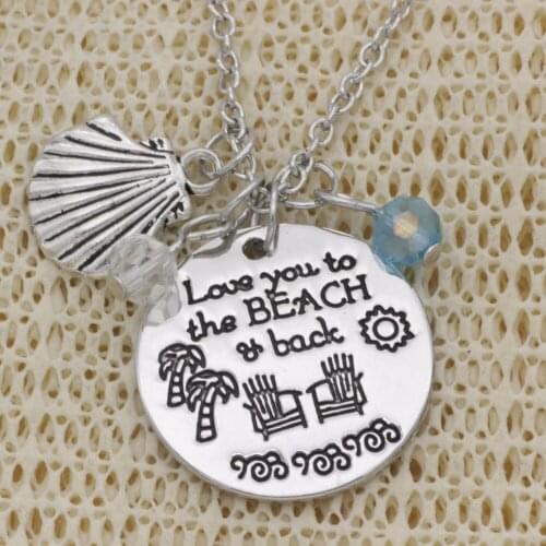 Fashion Necklace sea shell love you to the beach and back crystal Alloy Necklace Chains Jewerly For Women N2028