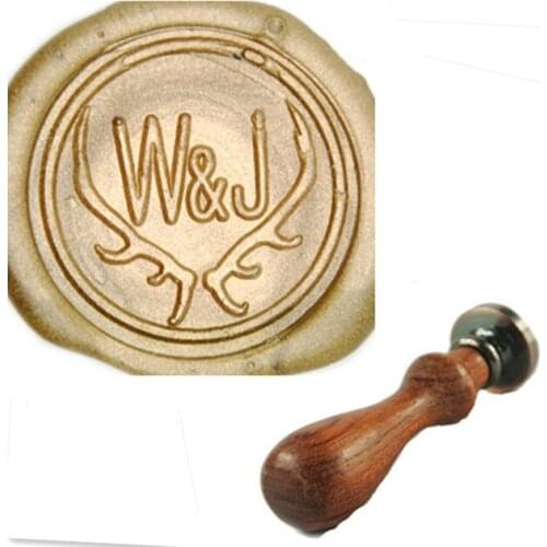 Antler Double Initials Seal Wax Kit,Vintage Wax Badge Seal Stamp Kit Wax Set Tool Gift,custom