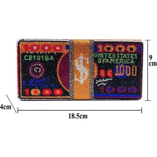 Dazzling Women Dollar wallet Crystal Evening Clutch Bags Wedding Party Prom Bridal Metal Handbags clutch Purse lady evening bag
