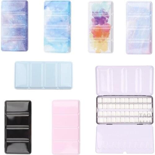 48 Grids Portable Color Box Palette Watercolor Paint Sub-packing Box Tri-fold Card Slot Iron Box Sketch Painting Art Supplies