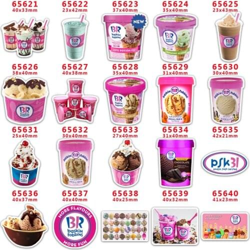 DIY Craft Supplies Sewing Accessories Cartoon BR Ice Cream Printed Planar Resins Mold 10 Pieces. PR-65621