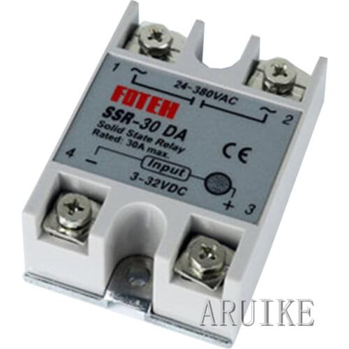Industrial Solid State Relay SSR 20A/25A/30A/40A with Protective Flag SSR-30DA/40DA/50DA/60DA 40A DC control AC