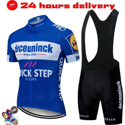 Quick Step 2021 Cycling Jersey Set Short Sleeve Bicycle Clothing Kit MTB Bike Uniform Men Bib Gel Shorts Suit Maillot Ciclismo