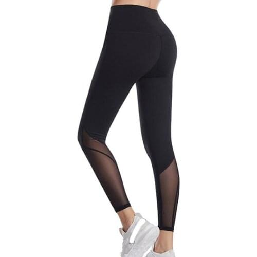 Mesh pant Women pencil high Waist Sports Leggings yoga sport leggings 4-way stretch fabric Sweatpants ankle-Length 7/8 pants