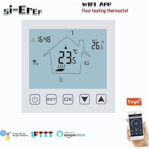 3A water heating system with WIFI thermostat, temperature 0.5 °C precision display,and Google Assistant connection control