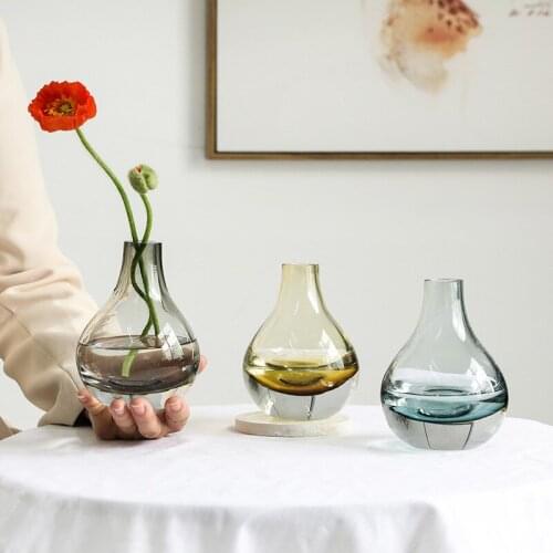 Glass Vase Nordic Color Simplicity Style Super Thick Water Drop Crystal Transparent Ornaments Flower Arrangement декор комнаты