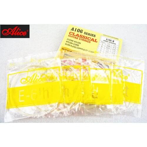 5 Sets of Alice A106-H Clear Nylon Classical Guitar Strings Silver-Plated Copper Alloy Wound String 1st-6th Strings Free Shippng