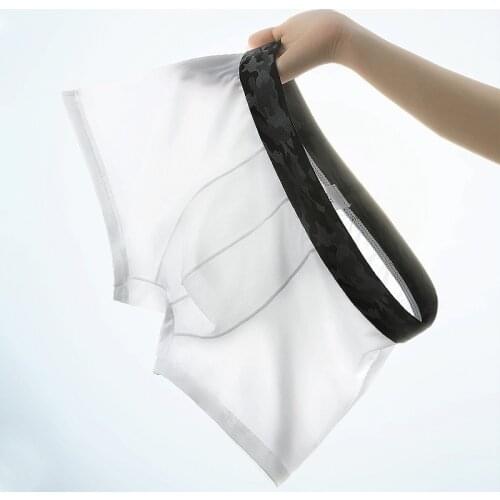 Men Underwear Boxers Seamless Male Boxers Briefs Ice Silk Transparent Mens Underpants Breathable Mens Panties Mens Shorts 2021