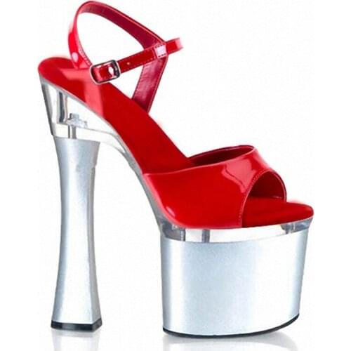 Sexy Womens Shoes Thick Super 18CM Sexy High-Heeled Shoes Sandals Black Platform Performance / Star /Model Shoes