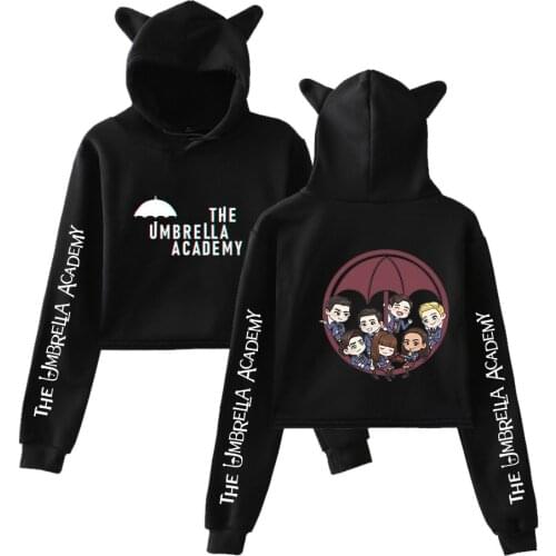 TV The Umbrella academy Teenager Girls Crop Tops Hoodie Sweatshirt Women Sexy Cat Ears Harajuku Tracksuit Sportswear Kpop Tops