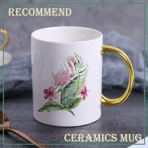 Creative Coffee Mug Flamingo flowers Mug Cartoon Ceramic Water Cup Milk Coffee Tea Cup friends mug Boys Girl Gift KTZW-041