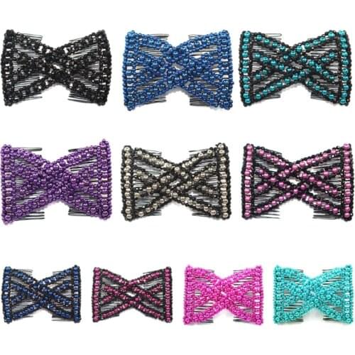Magic Hair Comb EZ Beaded Double Stretchy Delicate Elastic Women Clips Hairstyle