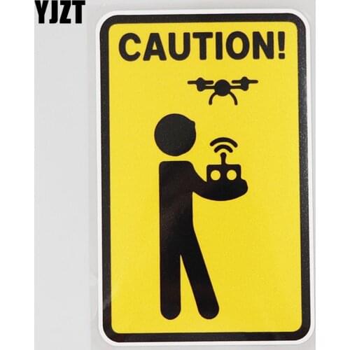 YJZT 8.8CM×13.8CM Decal Caution Figure The Control Drone PVC Car Sticker 12C-0772