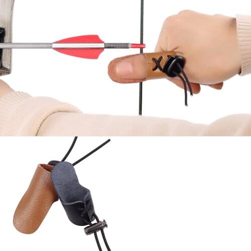Archery Finger Guard High Quality Black/Brown Cow Leather Finger Glove Thumb Finger Protector Hunting