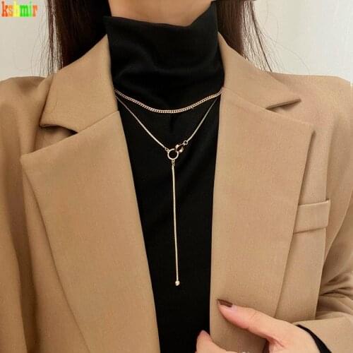 Kshmir 2020 Contracted fine chain necklace Metal golden women necklace Exaggeration girl fashion accessory necklace