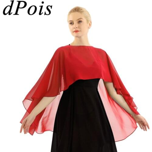 DPOIS Women Wedding Dance Dress Cape Shrug Party Coat Shawl Adult Swimwear Swimsuit Leotard Poncho Chiffon Bridal Top Long Wraps