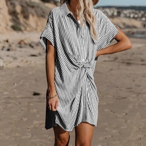 Summer Striped Women Vintage Half Sleeve Mini Dress Round Neck Short Sleeve Skirt Casual Slim Fit Belt Waist Dress Vestidos 2021