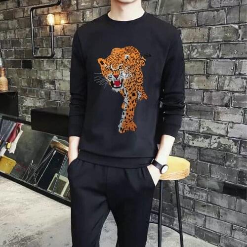 Winter Mens Tracksuit Warm Thick Pure Cotton Casual Hoodie And Trousers Hot Rhinestone Plus Size Jogging Sweatshirt