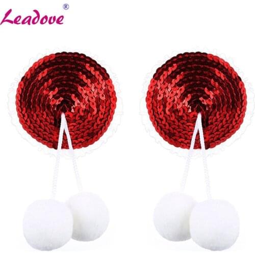 1 Pair Sexy Pasties Stickers Lingerie Sequin Tassel Breast Bra Nipple Cover Self Adhesive Heart Shape Bra Nipple Cover SP0148