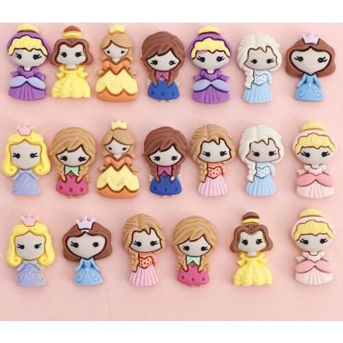 10Psc / Package Resin Cartoon Princess DIY Embellishment Scrapbook Accessories DIY Home Hairpin Decorative Small Ornaments