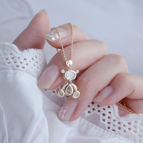 14k Gold Plated Cute Animal Necklace for Women Shining Bling AAA Zircon Women Clavicle Chain Charm Pendant Jewelry