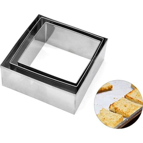 3Pcs/set Stainless Steel Cookie Biscuit DIY Mold Square Shape Cutter Pastry Bread Baking Mould Tools Kitchen Accessories