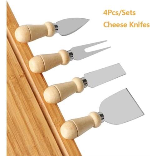 4Pcs/set Wood Handle sets Bard Set Oak bamboo Cheese Cutter Knife slicer Kit Kitchen cheedse cutter Useful Cooking Tools