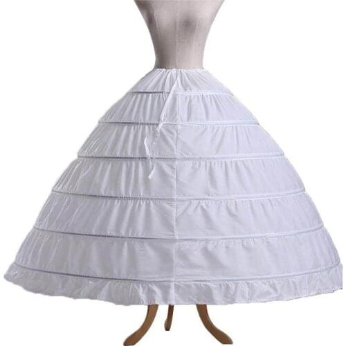 6 Hoops Petticoat Jupon Crinoline Underskirt Slips Make Dress Puffy Quince Bridal Ball Gown Accessories